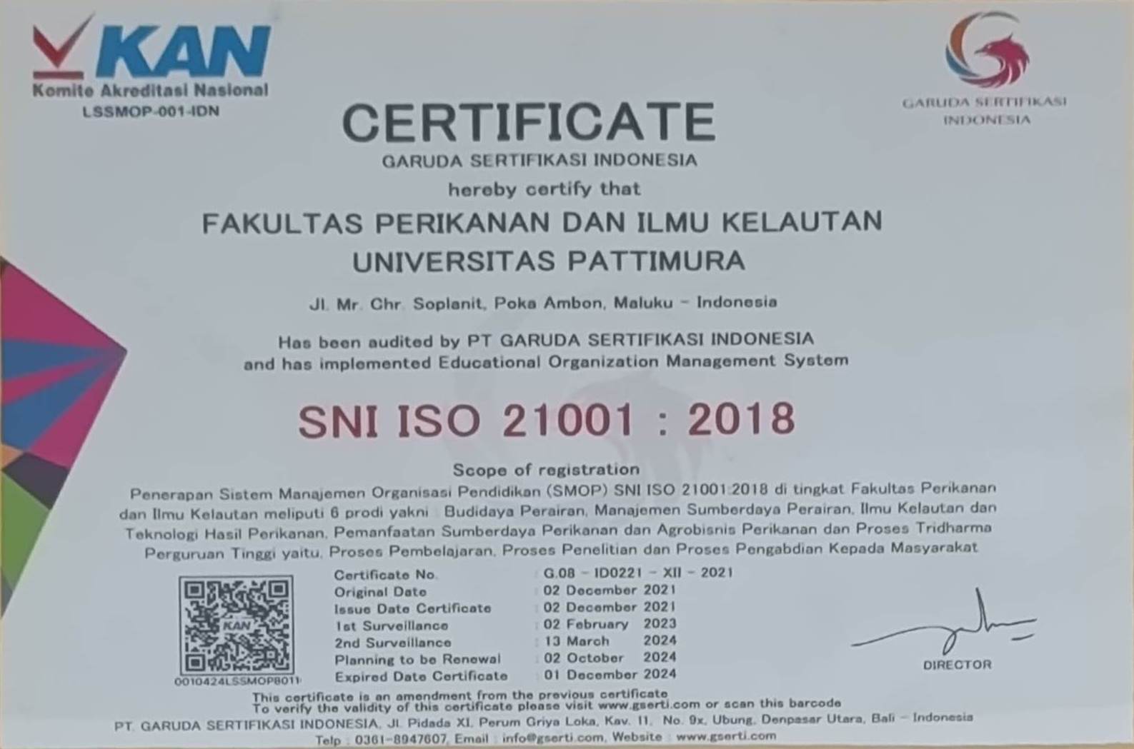 SNI ISO 21001 : 2018 Fakultas